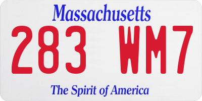 MA license plate 283WM7