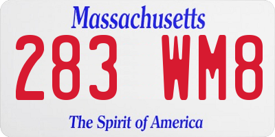 MA license plate 283WM8