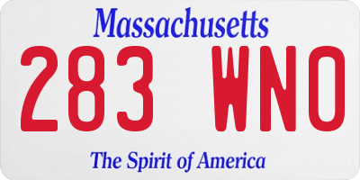 MA license plate 283WN0