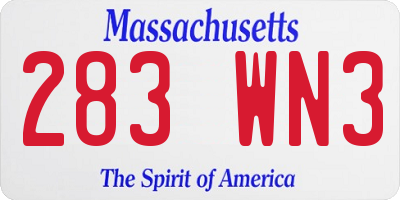 MA license plate 283WN3
