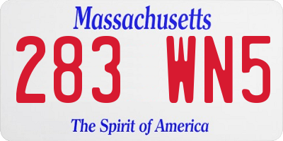 MA license plate 283WN5