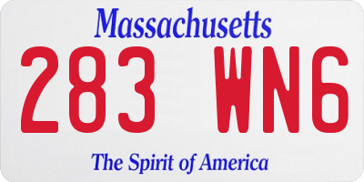 MA license plate 283WN6