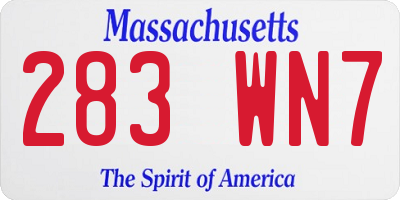MA license plate 283WN7