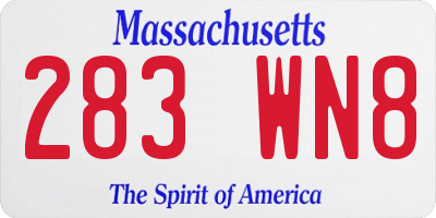 MA license plate 283WN8