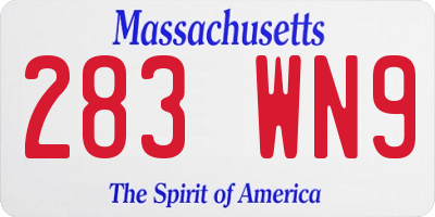 MA license plate 283WN9