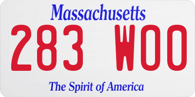 MA license plate 283WO0