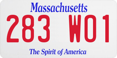 MA license plate 283WO1