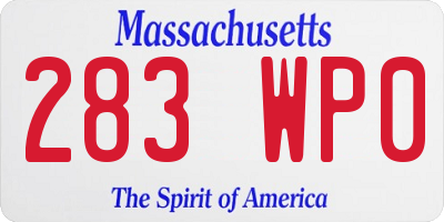 MA license plate 283WP0