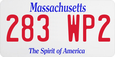 MA license plate 283WP2