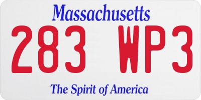 MA license plate 283WP3