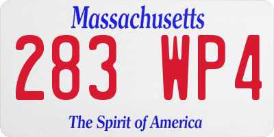 MA license plate 283WP4