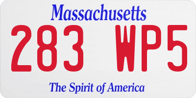MA license plate 283WP5