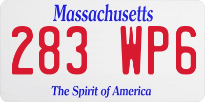 MA license plate 283WP6