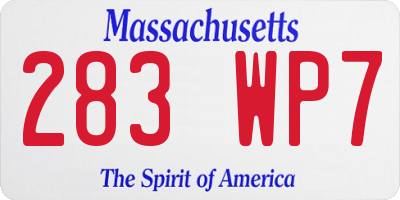 MA license plate 283WP7