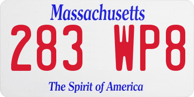 MA license plate 283WP8