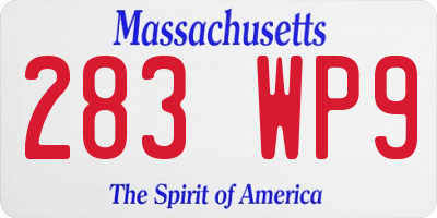MA license plate 283WP9