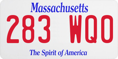 MA license plate 283WQ0