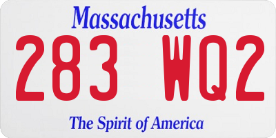 MA license plate 283WQ2