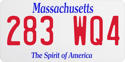MA license plate 283WQ4
