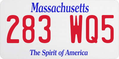MA license plate 283WQ5