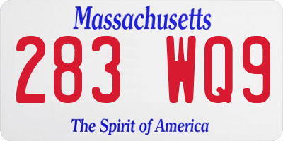 MA license plate 283WQ9