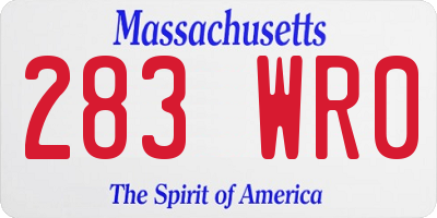 MA license plate 283WR0