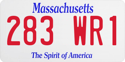 MA license plate 283WR1