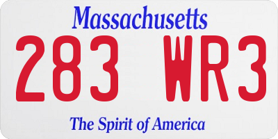 MA license plate 283WR3