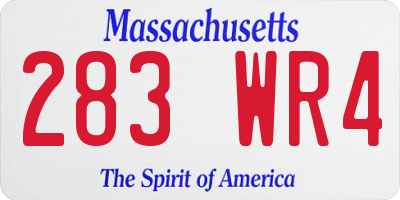 MA license plate 283WR4