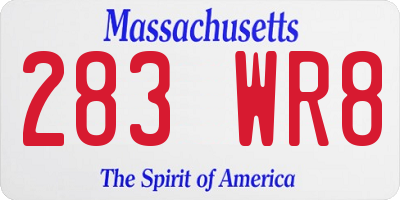 MA license plate 283WR8