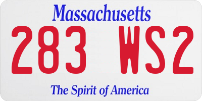 MA license plate 283WS2