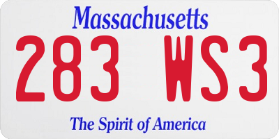 MA license plate 283WS3
