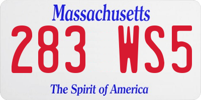 MA license plate 283WS5