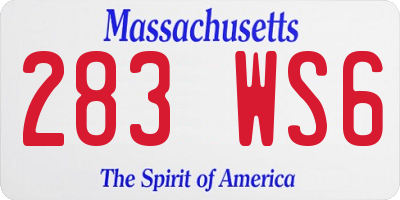MA license plate 283WS6