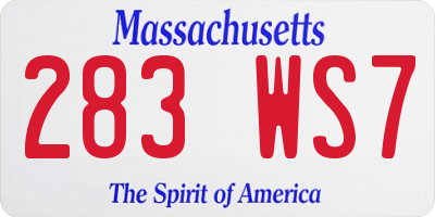 MA license plate 283WS7