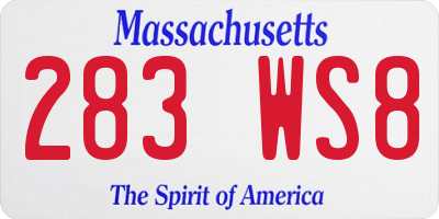 MA license plate 283WS8