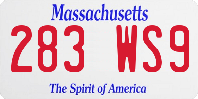 MA license plate 283WS9
