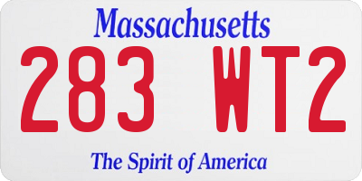 MA license plate 283WT2