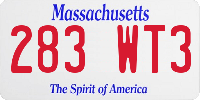 MA license plate 283WT3