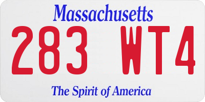 MA license plate 283WT4