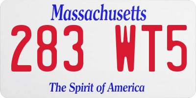 MA license plate 283WT5