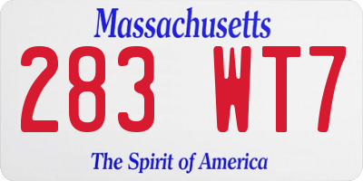 MA license plate 283WT7
