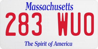 MA license plate 283WU0