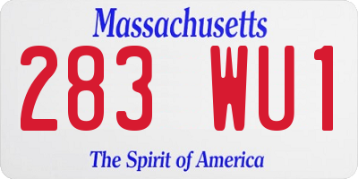 MA license plate 283WU1
