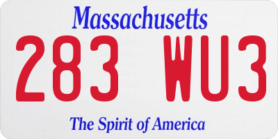 MA license plate 283WU3