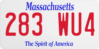 MA license plate 283WU4