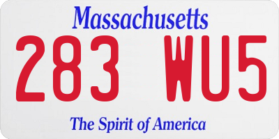 MA license plate 283WU5