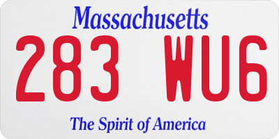 MA license plate 283WU6