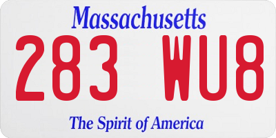 MA license plate 283WU8