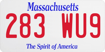 MA license plate 283WU9